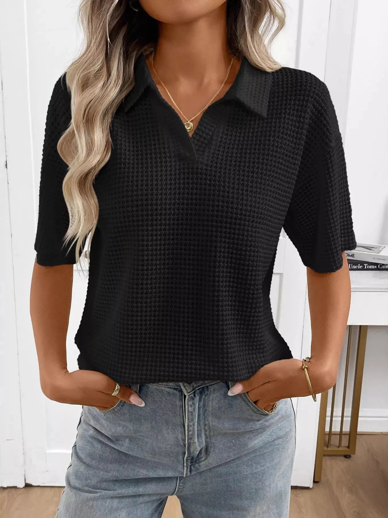 Striped Knit Short Sleeve Top Simply Love