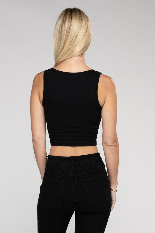 Cotton Square Neck Cropped Cami Top Coco’s Tee Boutique
