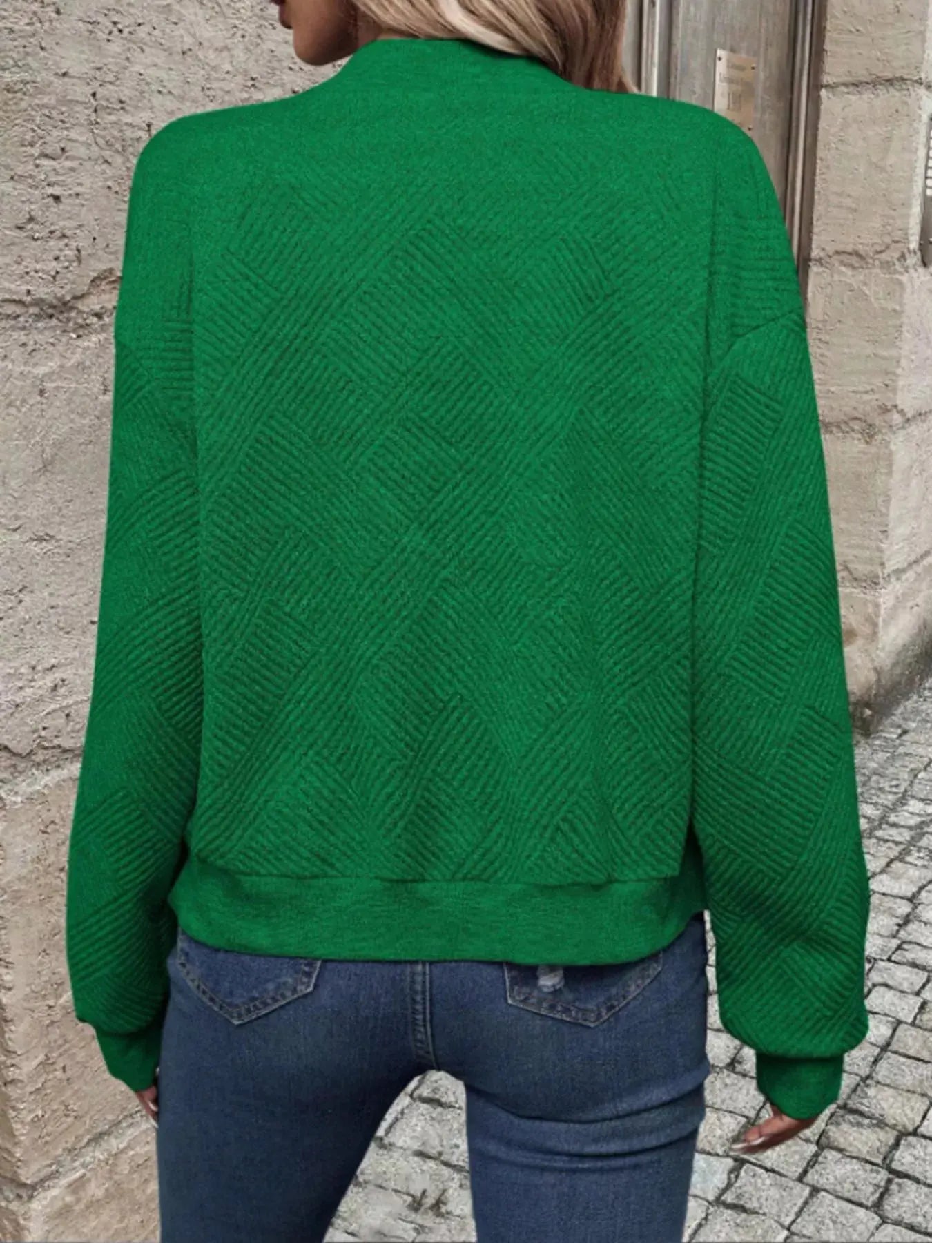 Textured Knit Zip-Up Bomber Jacket Simply Love