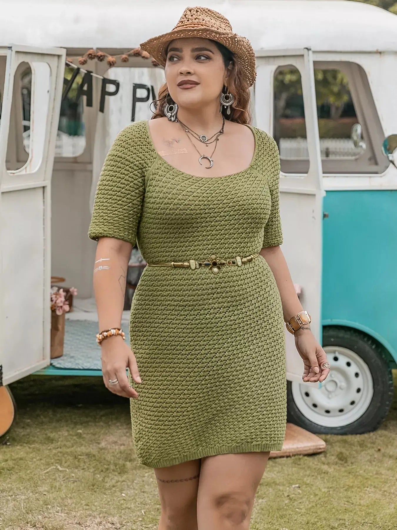 Plus Size Textured Knit Mini Dress Simply Love