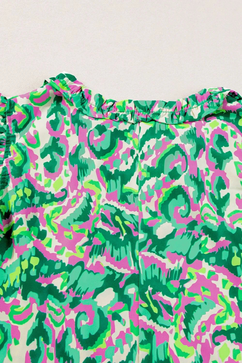 Abstract Print Ruffled Trim Tie Neck Top - Product image 10 by Simply Love