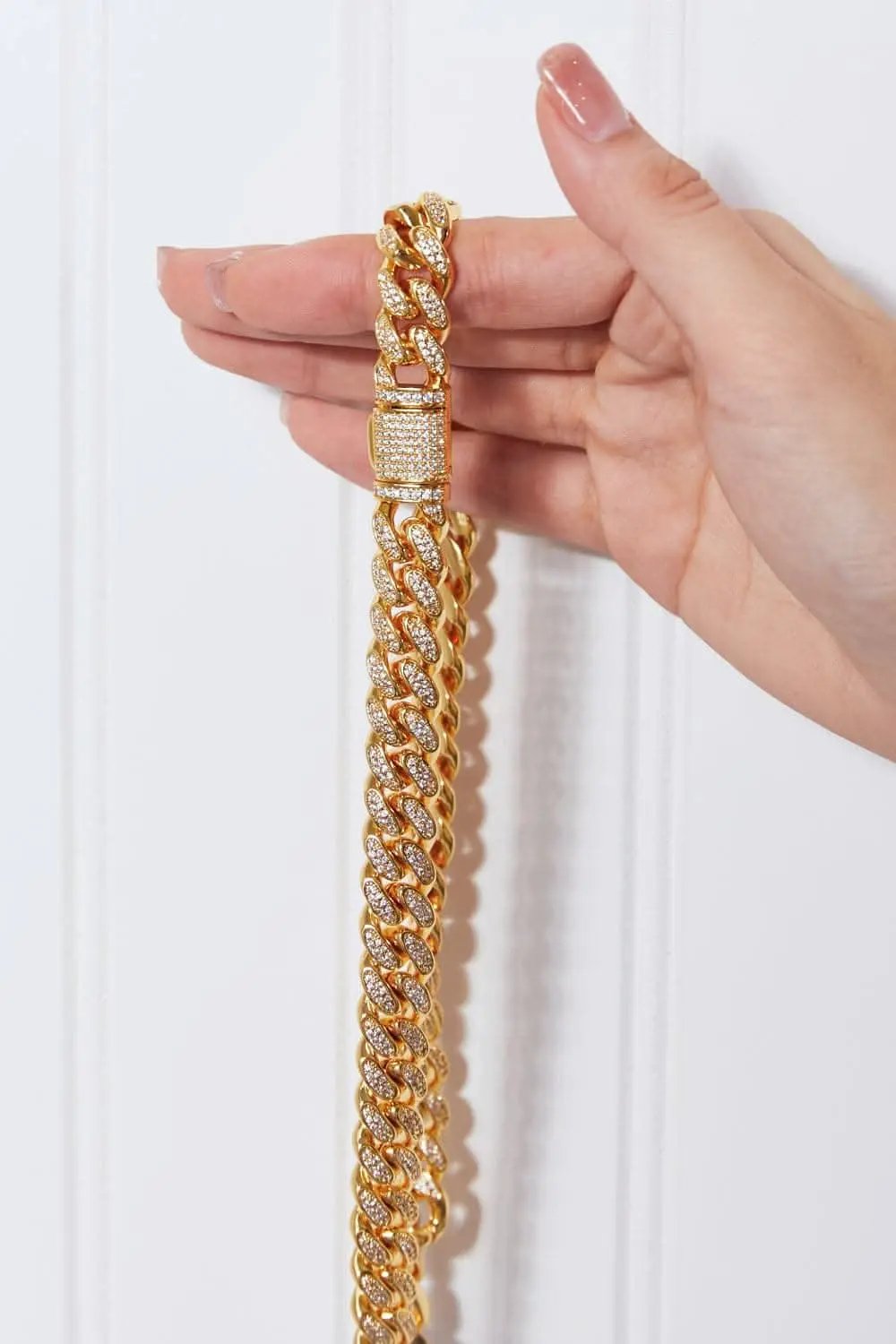 Brass curb chain necklace with cz accents - Love Salve 
