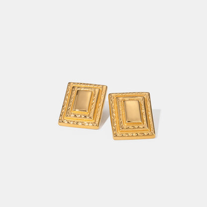 Elegant 18K gold-plated stainless steel square earrings