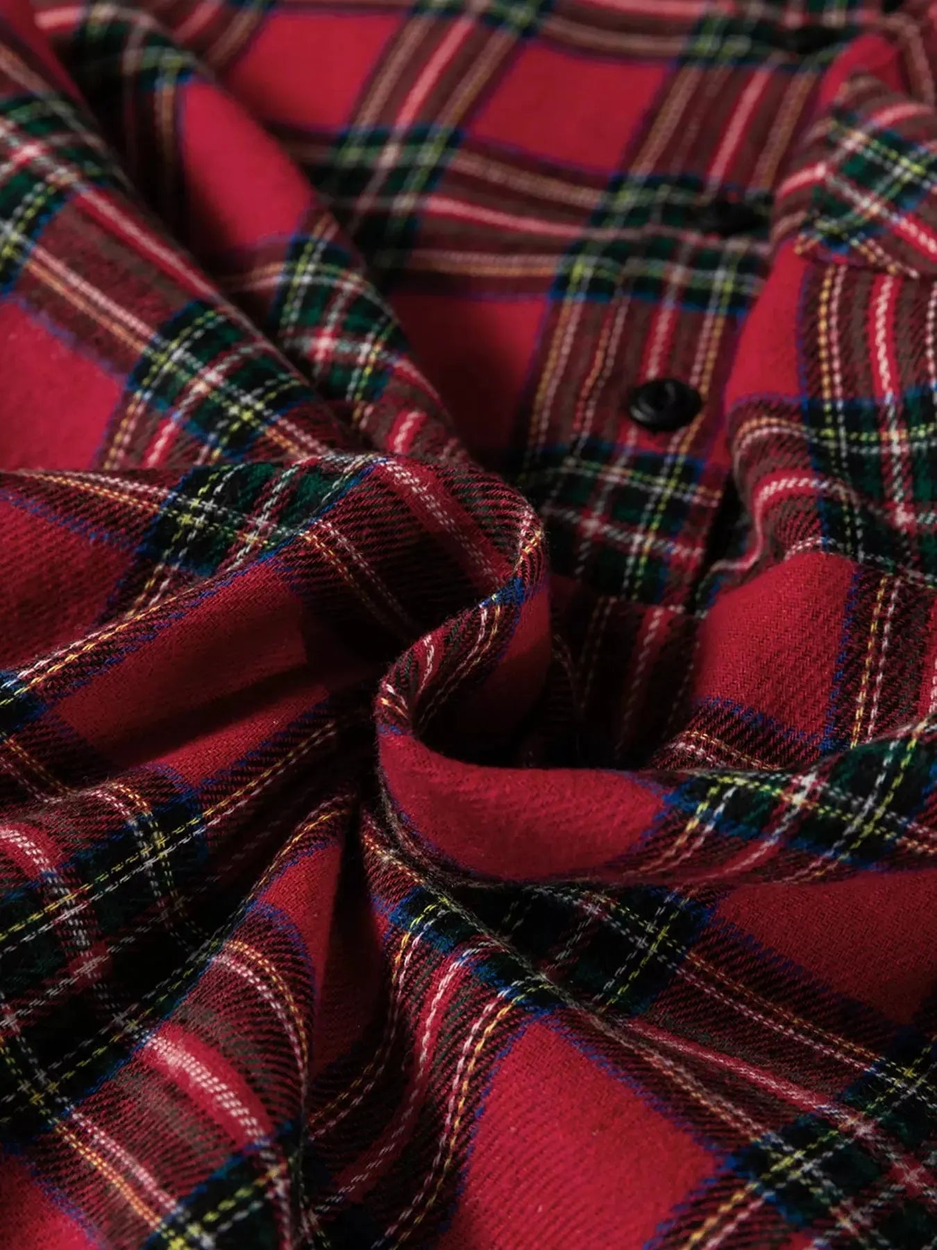 Plaid Shirt Collar Half Button Ruffle Hem Long Sleeve Mini Dress Simply Love