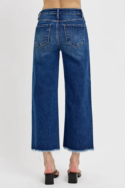 Risen Raw Hem Wide Leg Attached Buckle Jeans - Love Salve 
