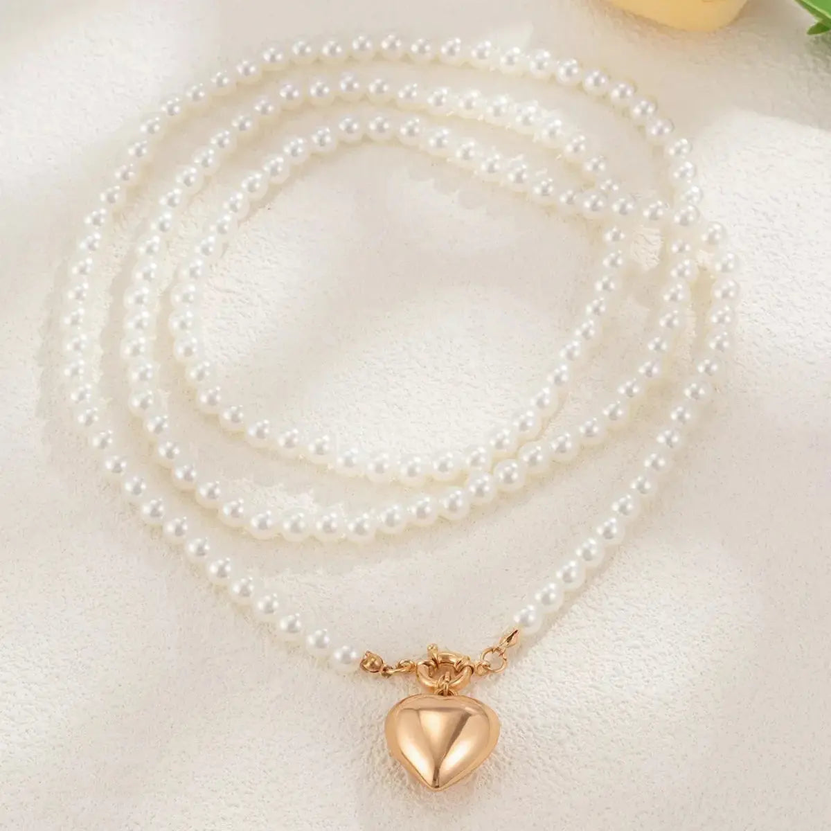 Pearl Chain Heart Necklace Simply Love