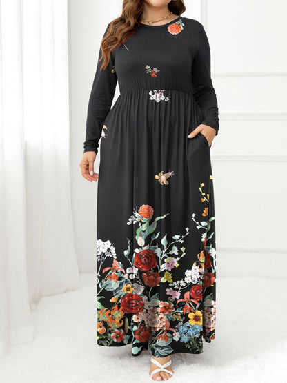 Plus Size Round Neck Maxi Dress with PocketsStay Stylish and Comfortable with Our Plus Size Round Neck Maxi Dress
 
 
Style: Casual
 
Neckline: Round neck
 
Length: Maxi
 
Features: Basic style with A-line hemLove Salve Size Round Neck Maxi Dressplus