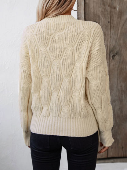 Round Neck Dropped Shoulder Sweater