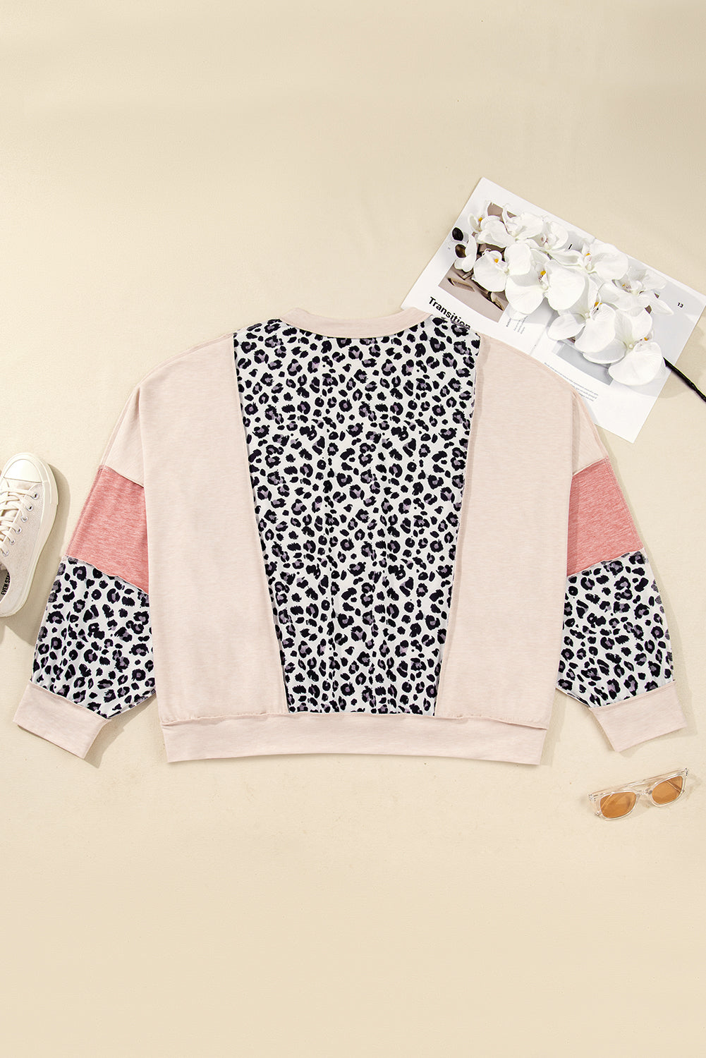 Gray Leopard Patchwork Color Block Baggy Pullover Plus Size Dear-Lover Dropshipping