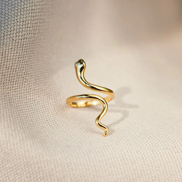 Snake Shape 18K Gold-Plated Bypass Ring.