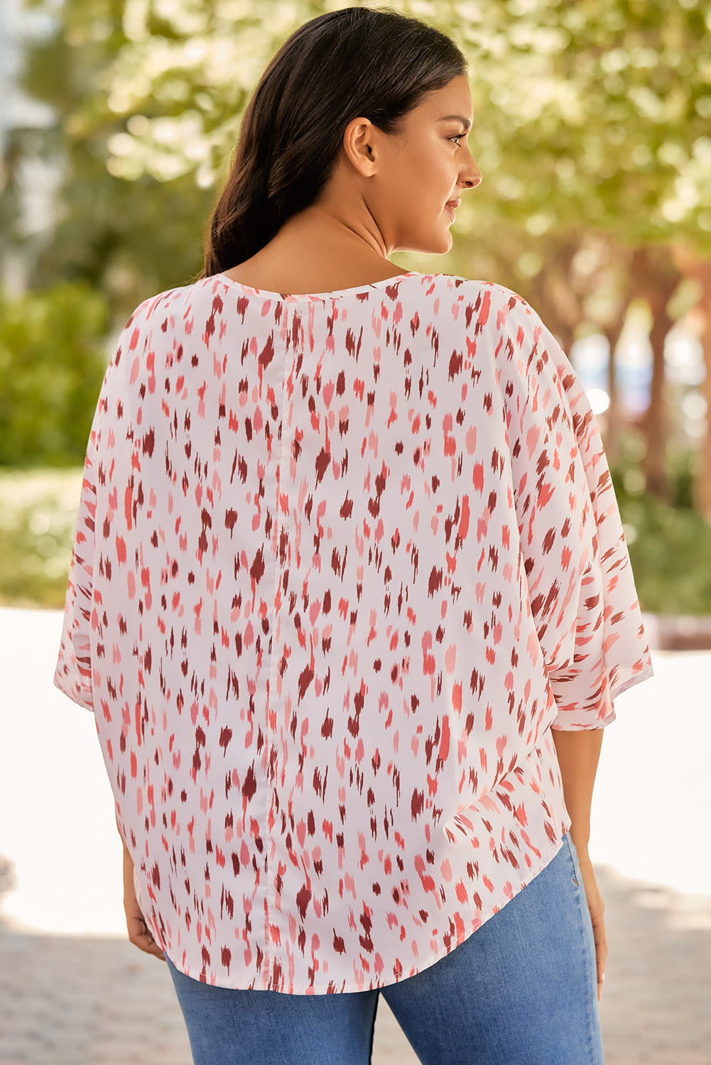 Chic pink dolman sleeve blouse for plus size fashionistas