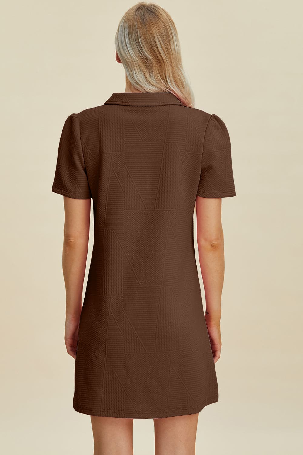 Double Take Full Size Texture Short Sleeve Dress.