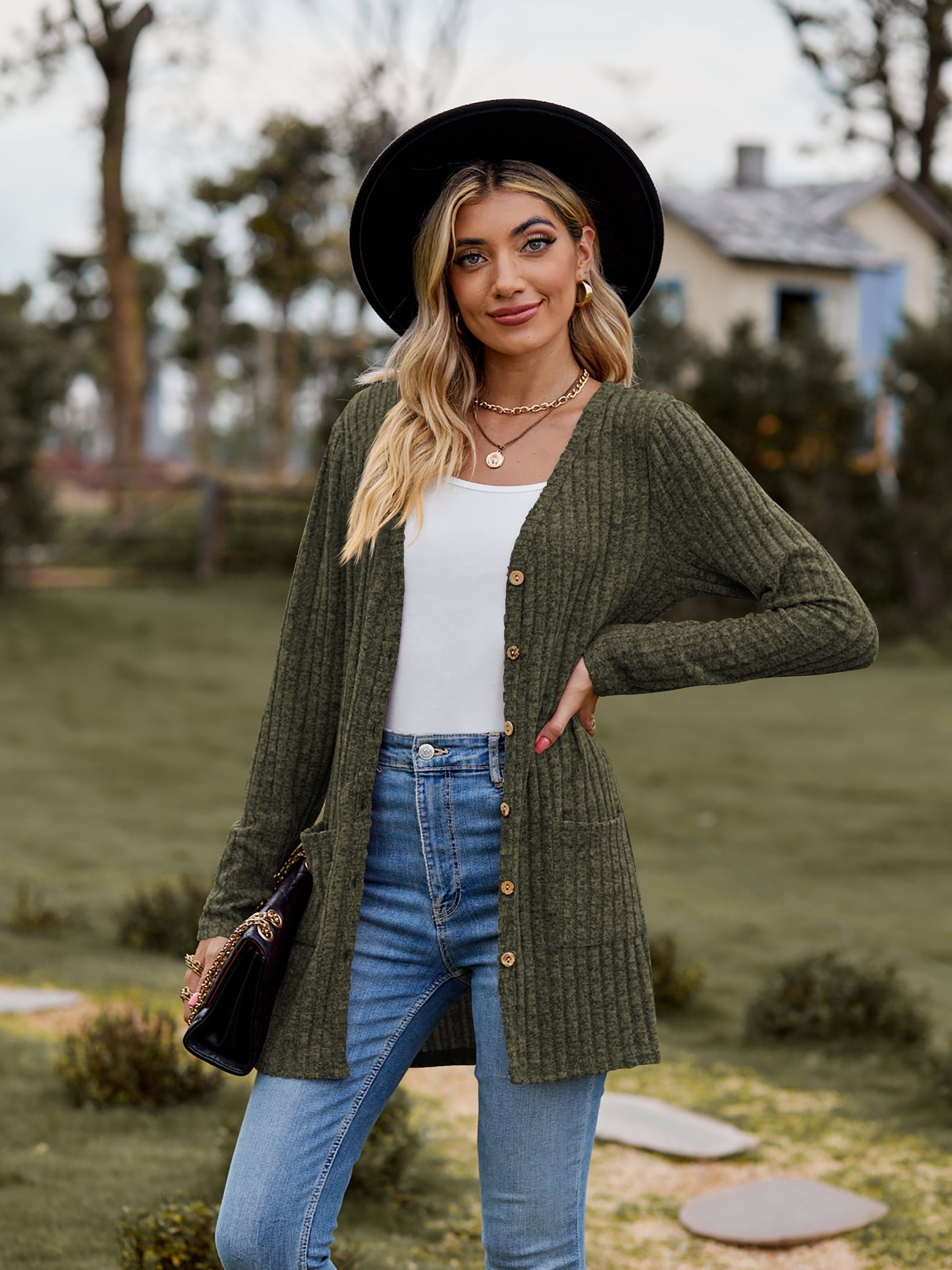 Ribbed Button-Up Cardigan with Pockets Coco’s Tee Boutique