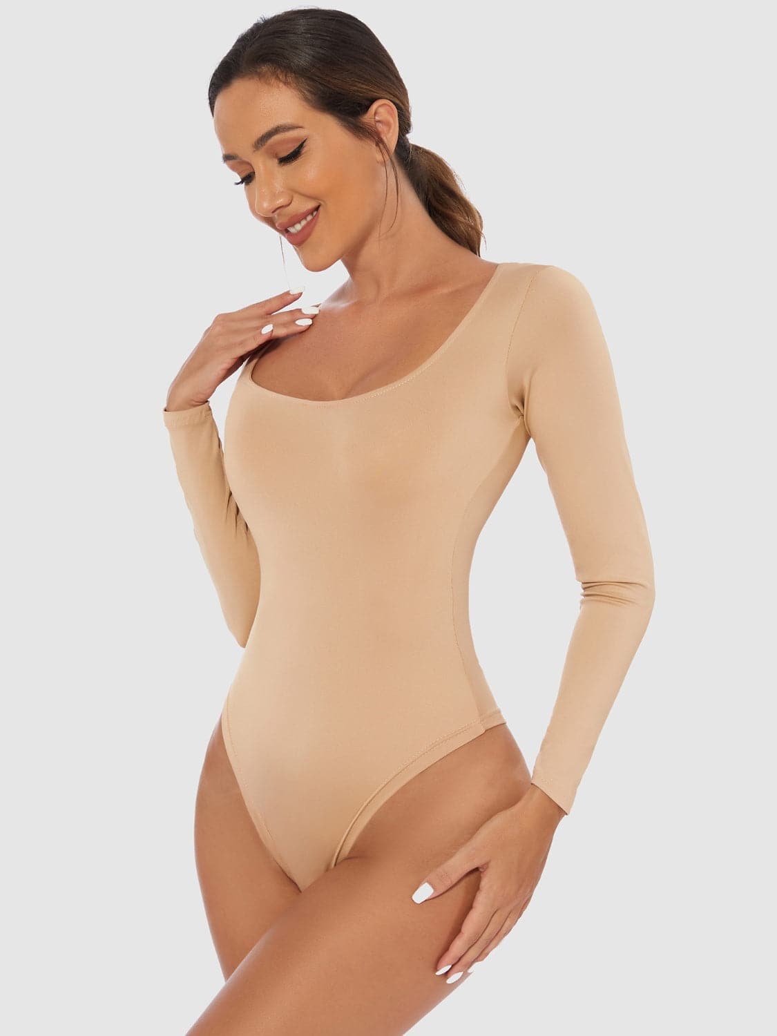 Full Size Scoop Neck Long Sleeve Bodysuit.