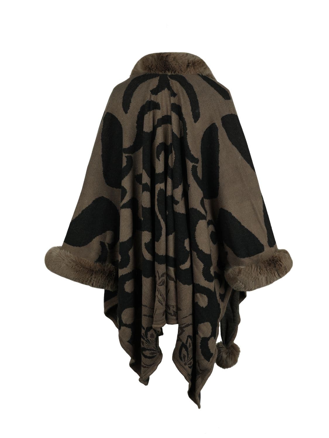 Faux Fur Trim Poncho.