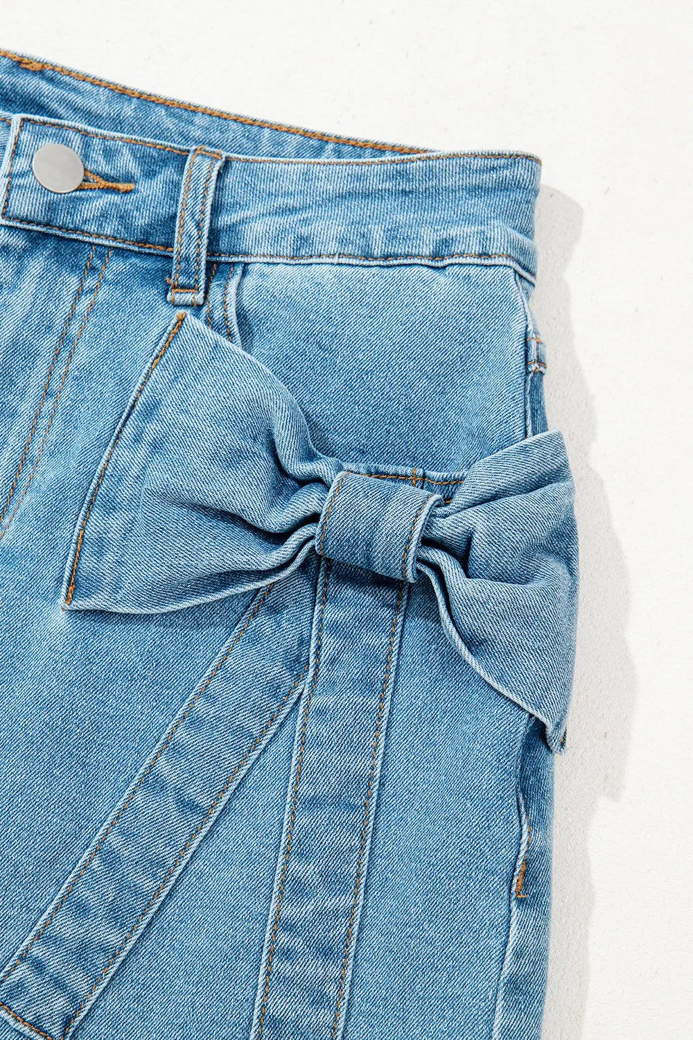 Acid Wash Bowknot Details High Waist Denim Skirt - Product image 9 by Simply Love