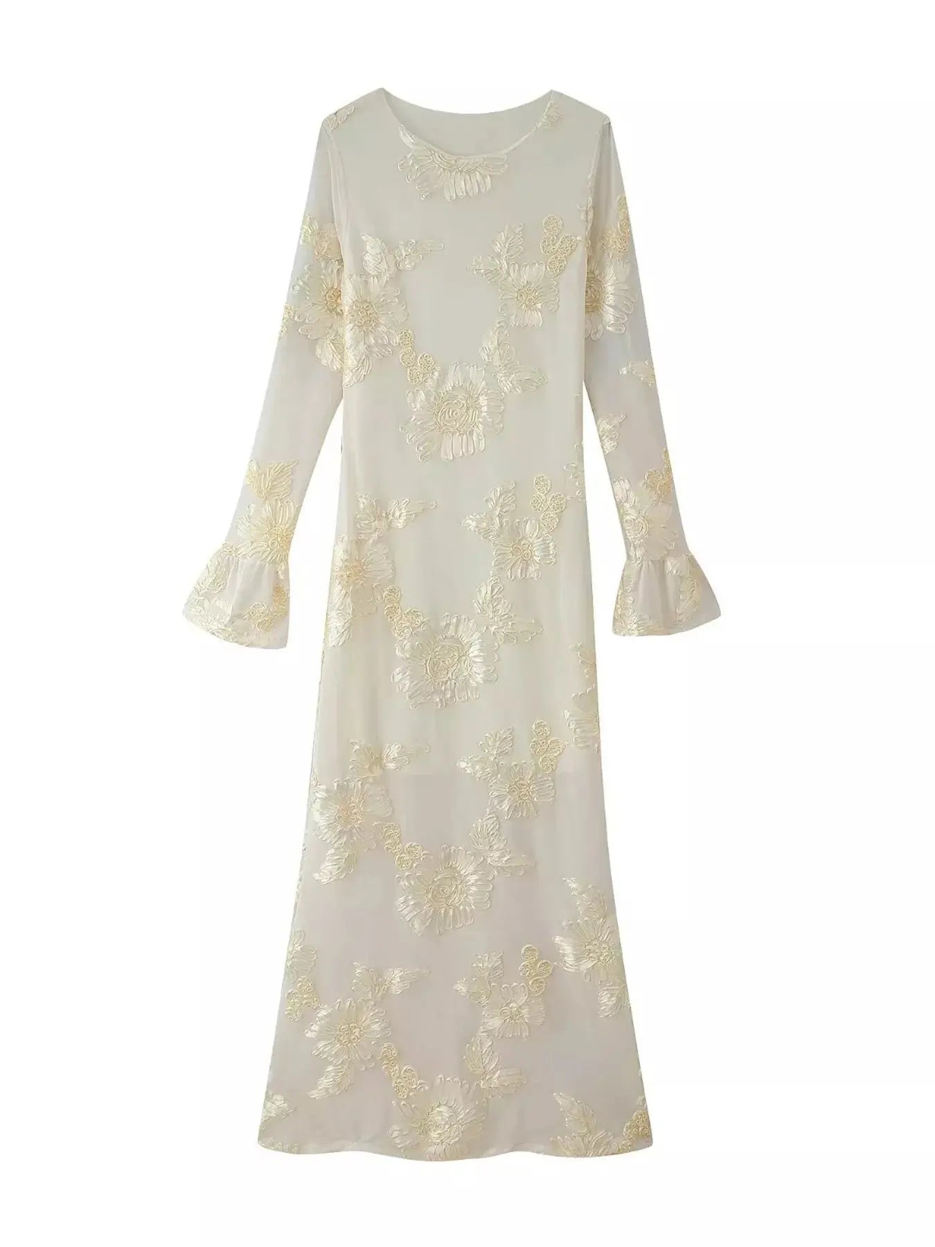 Floral Flounce Sleeve Round Neck Dress Simply Love