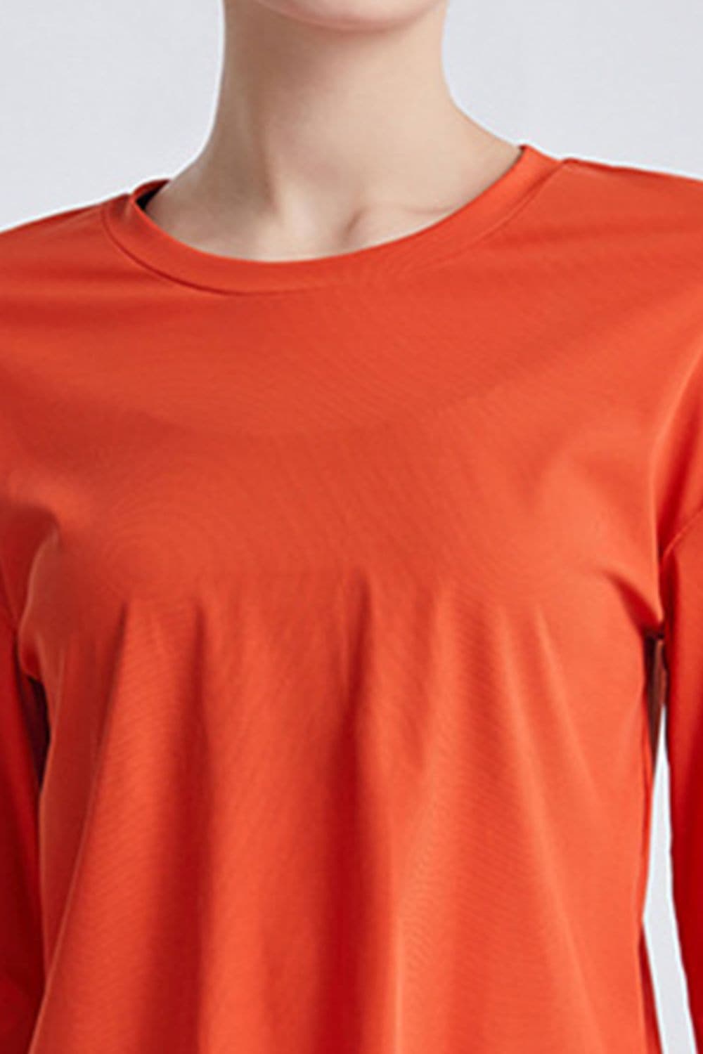 Round Neck Dropped Shoulder Active T-Shirt.