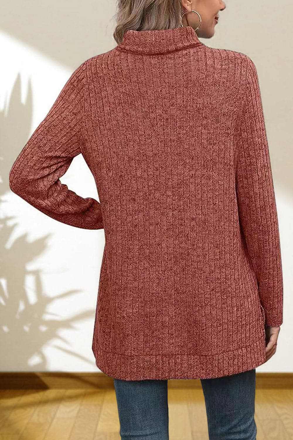 Chic high-low turtleneck top - Love Salve 
