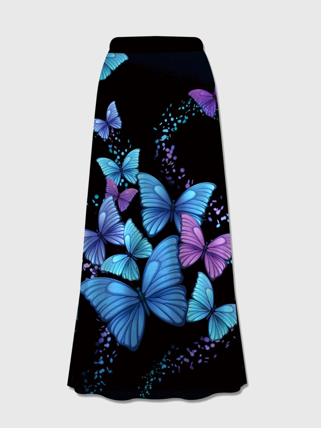 Printed Elastic Waist Midi Skirt.