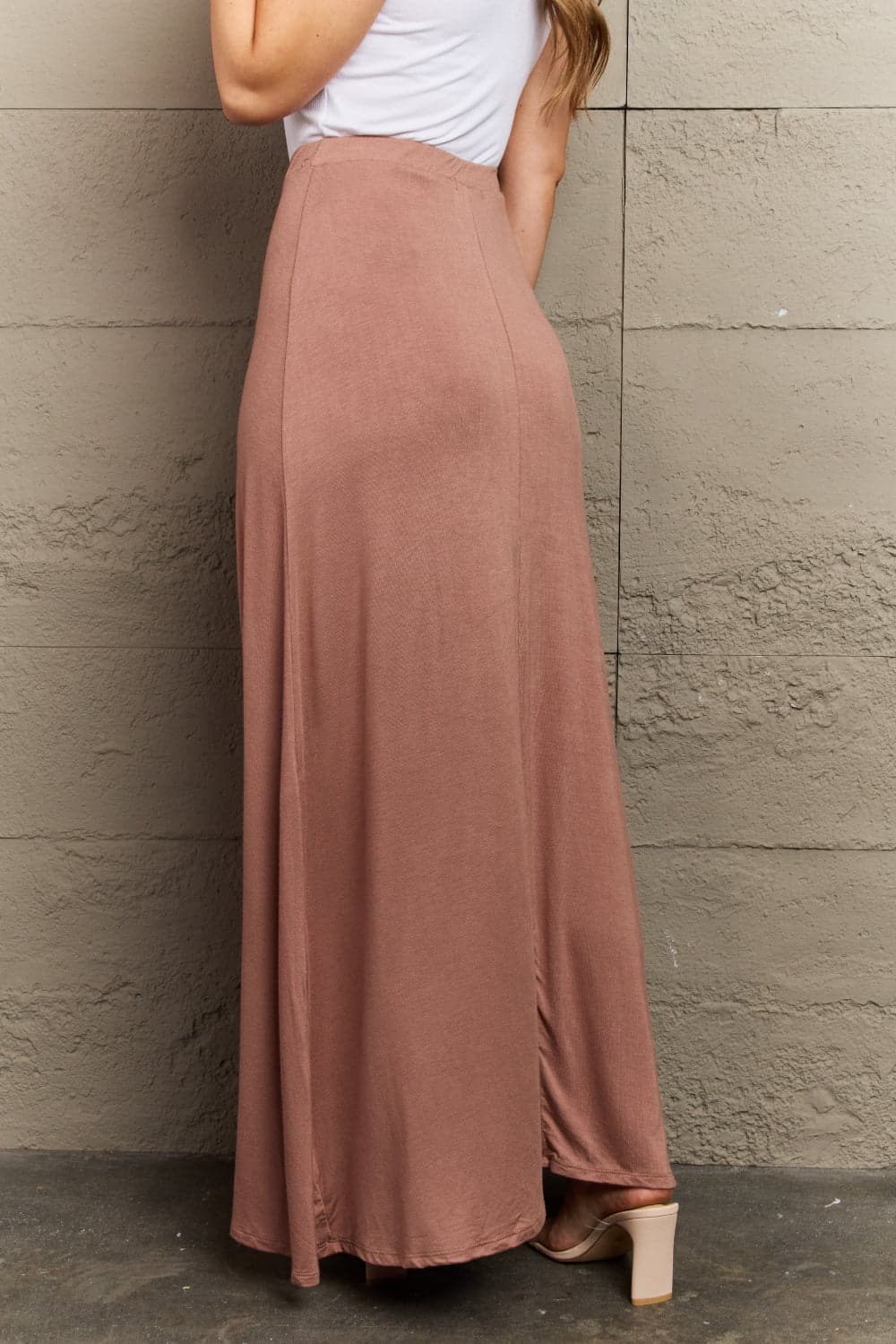 Culture Code For The Day Full Size Flare Maxi Skirt in Chocolate.