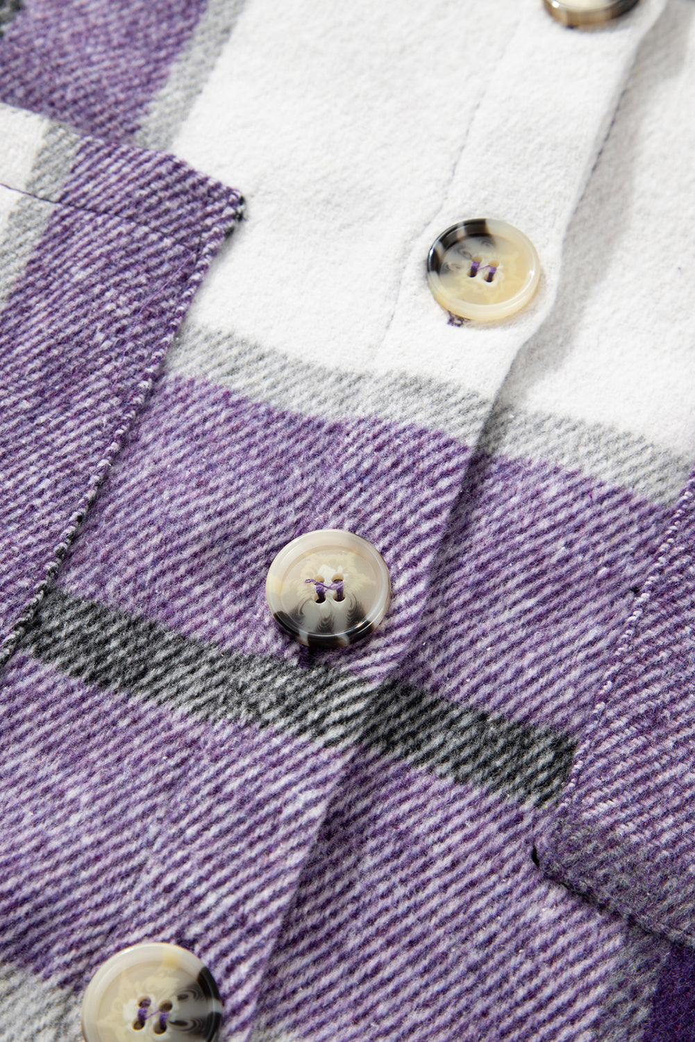 Purple Plaid Color Block Buttoned Long Sleeve Jacket With Pocket For Women Cozy Everyday Outerwear Dear-Lover Dropshipping