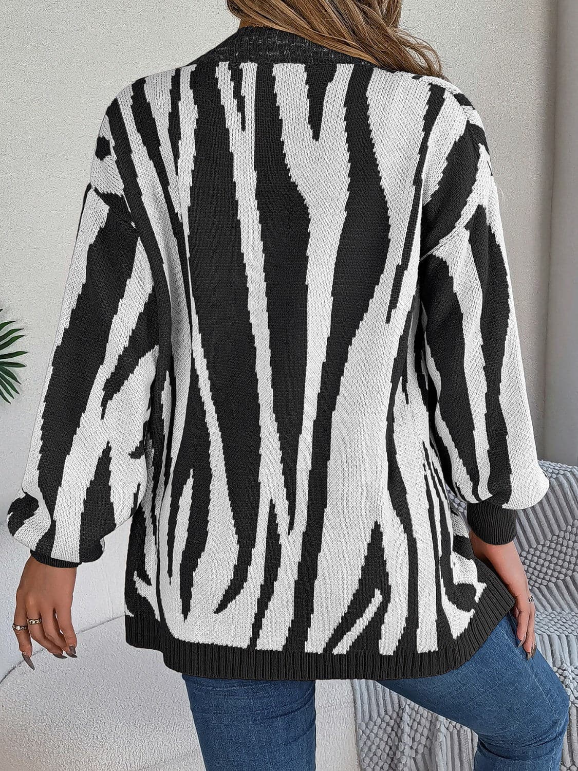 Open Front Animal Print Cardigan.