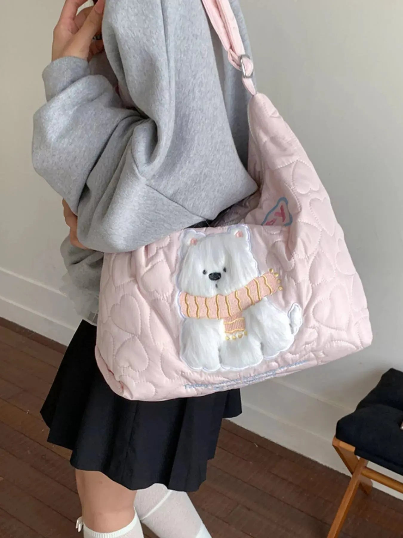 Cute Bear Applique Crossbody Bag Simply Love
