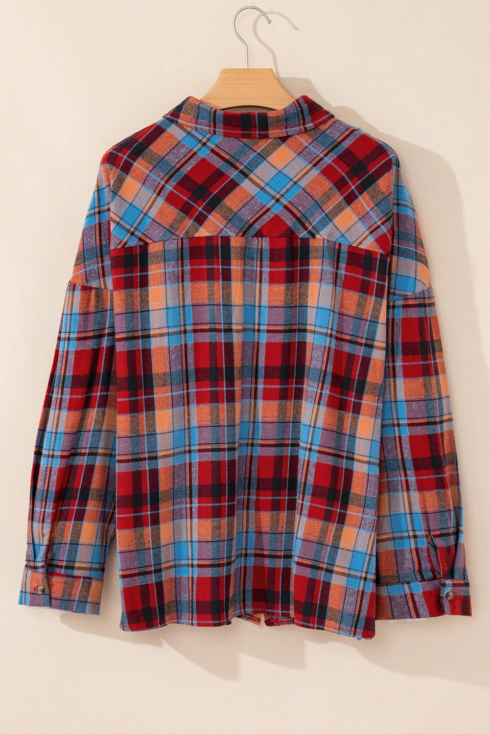 Red plaid plus size button-up shirt