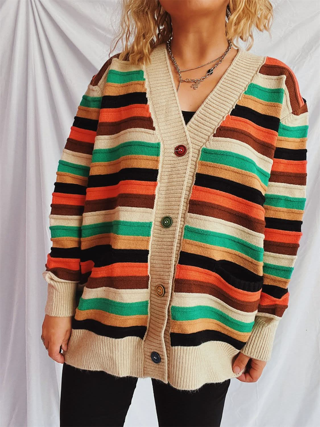 Chic striped button-up cardigan