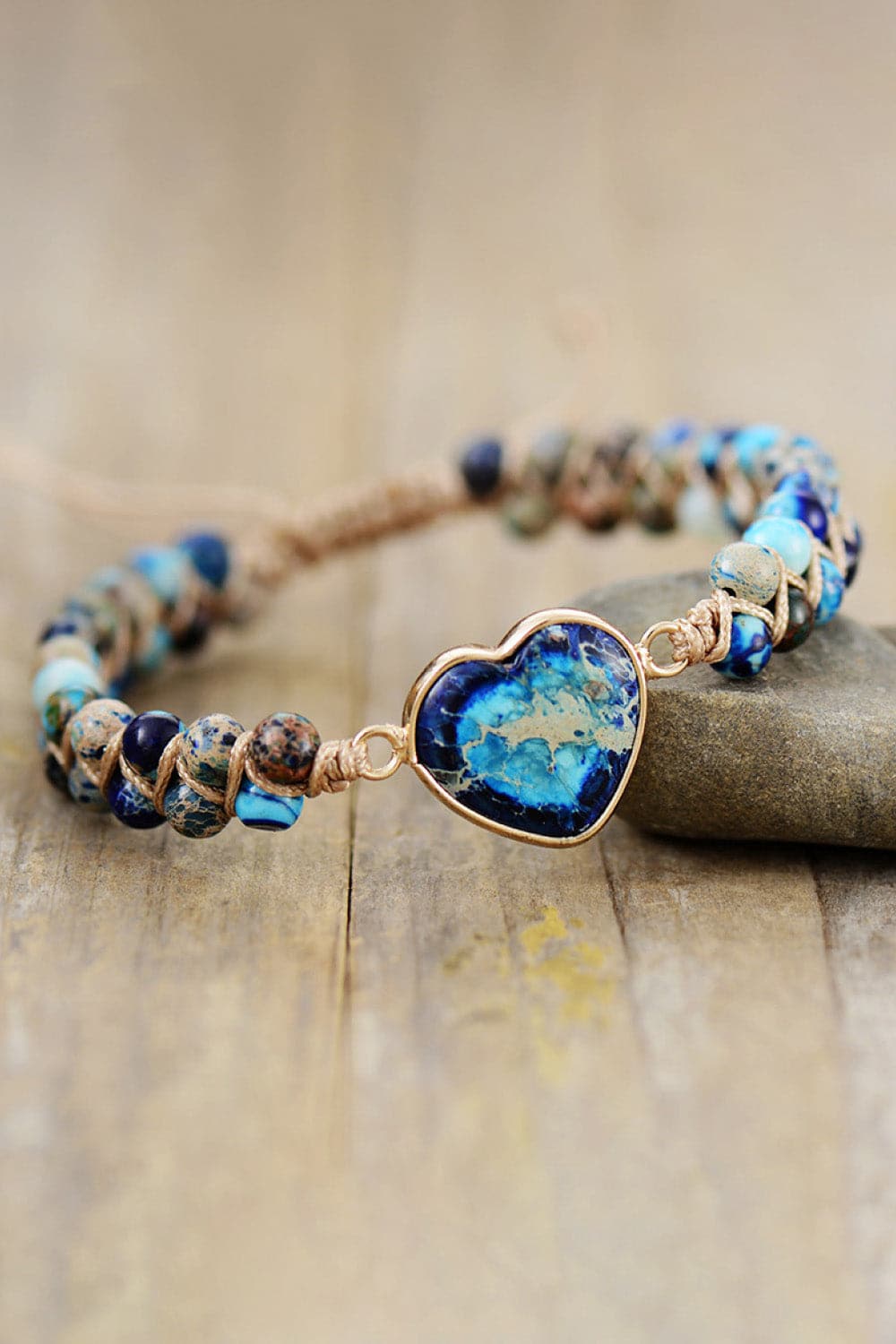 Handmade Heart Shape Natural Stone Bracelet.