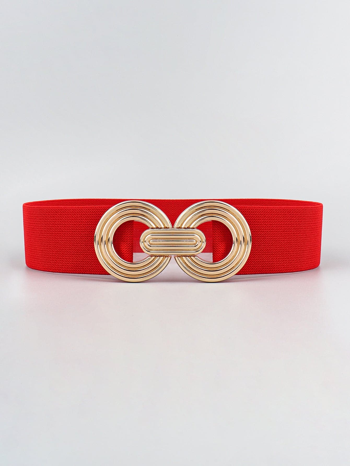 Geometric Buckle Elastic Wide Belt.