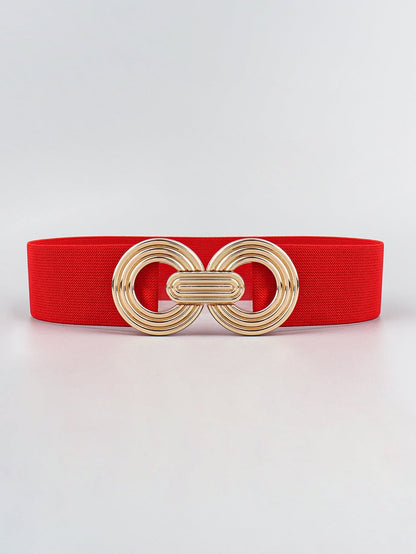 Geometric Buckle Elastic Wide Belt.