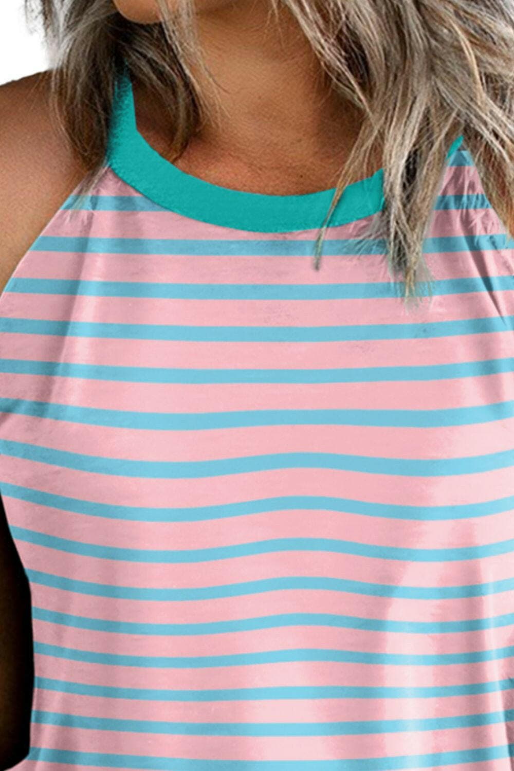 Striped Round Neck Tank.