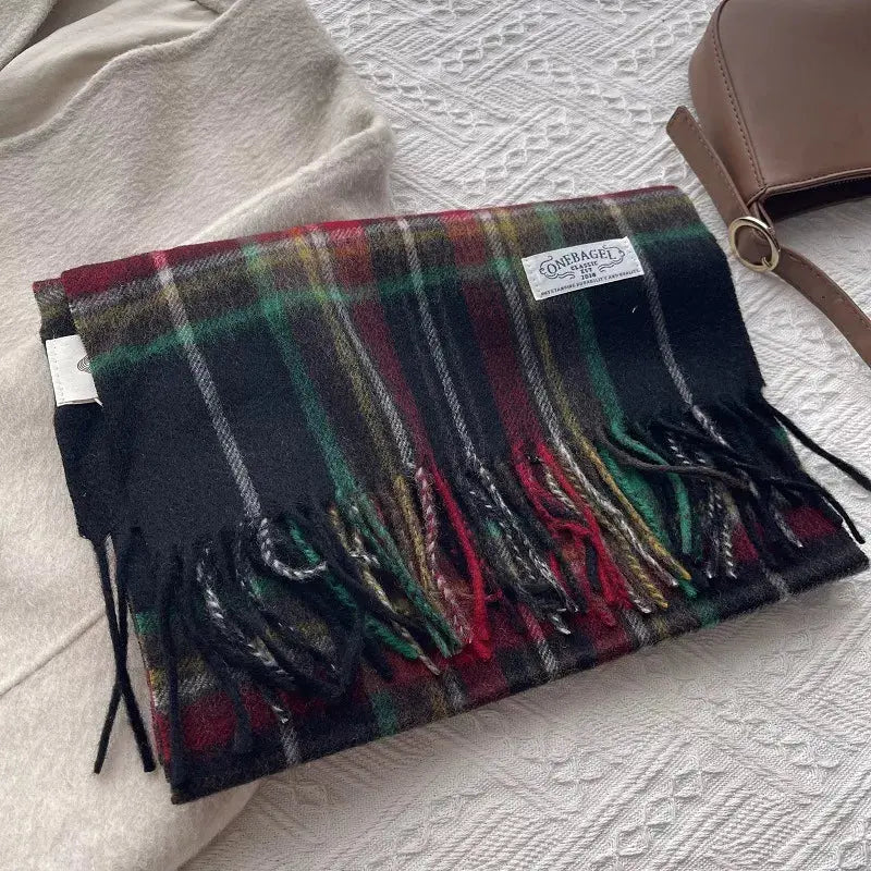 Wool Plaid Tassel Scarf Simply Love