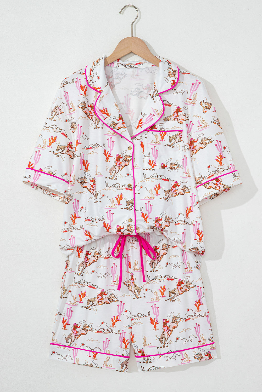 White Western-Themed Sleepwear Set