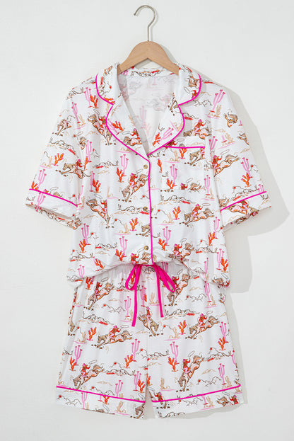 White Western-Themed Sleepwear Set