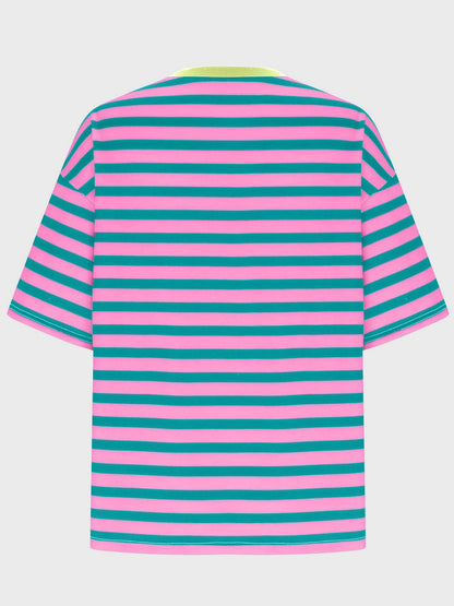 Striped Round Neck Half Sleeve T-Shirt.