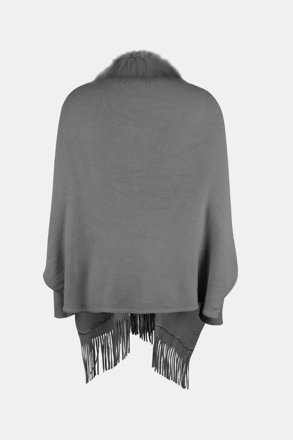 Fringe Open Front Long Sleeve Poncho.