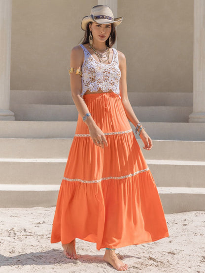 High Waist Maxi Tiered Skirt.