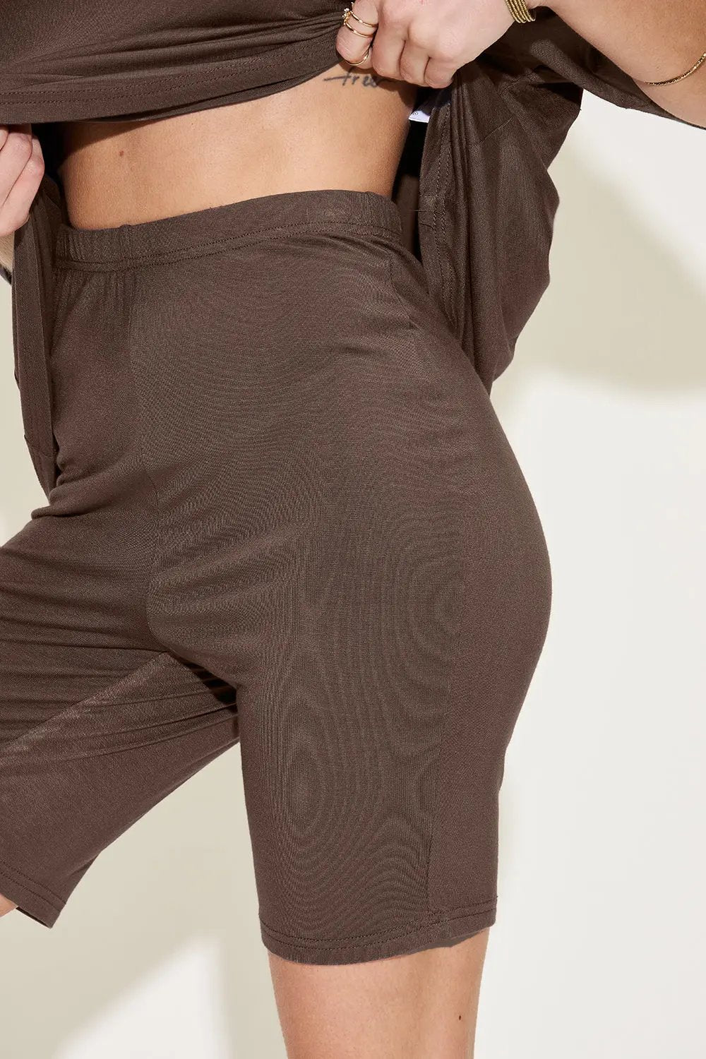 Basic Bae Full Size V-Neck Drop Shoulder T-Shirt and Shorts Set - Love Salve