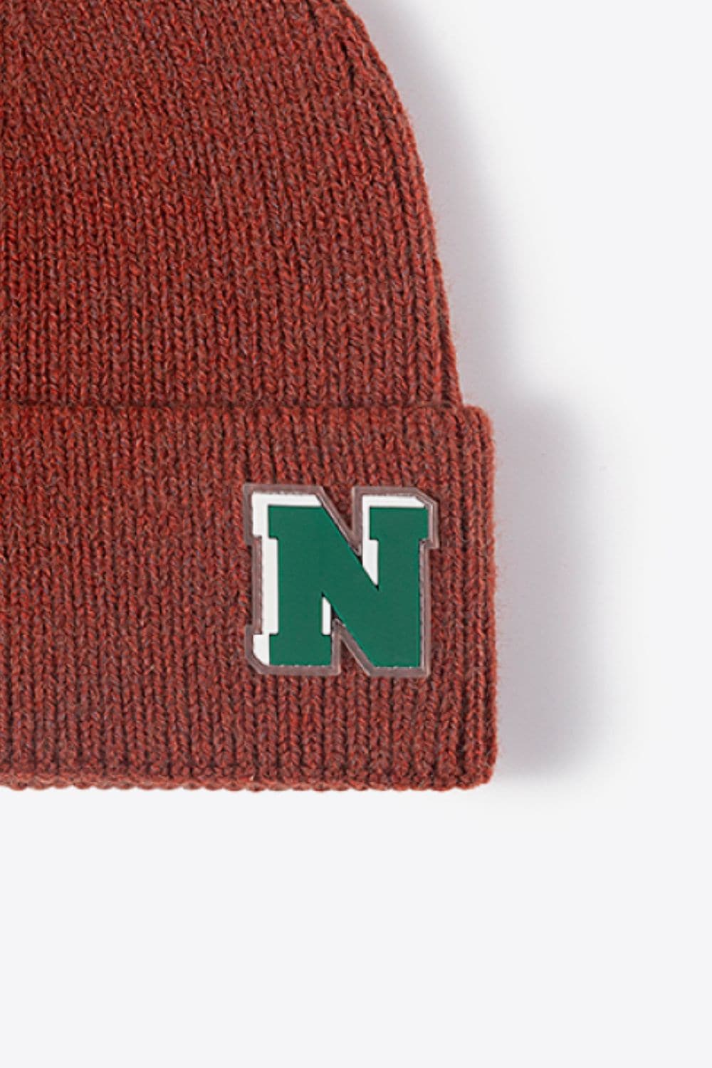 Letter N Patch Cuffed Knit Beanie.