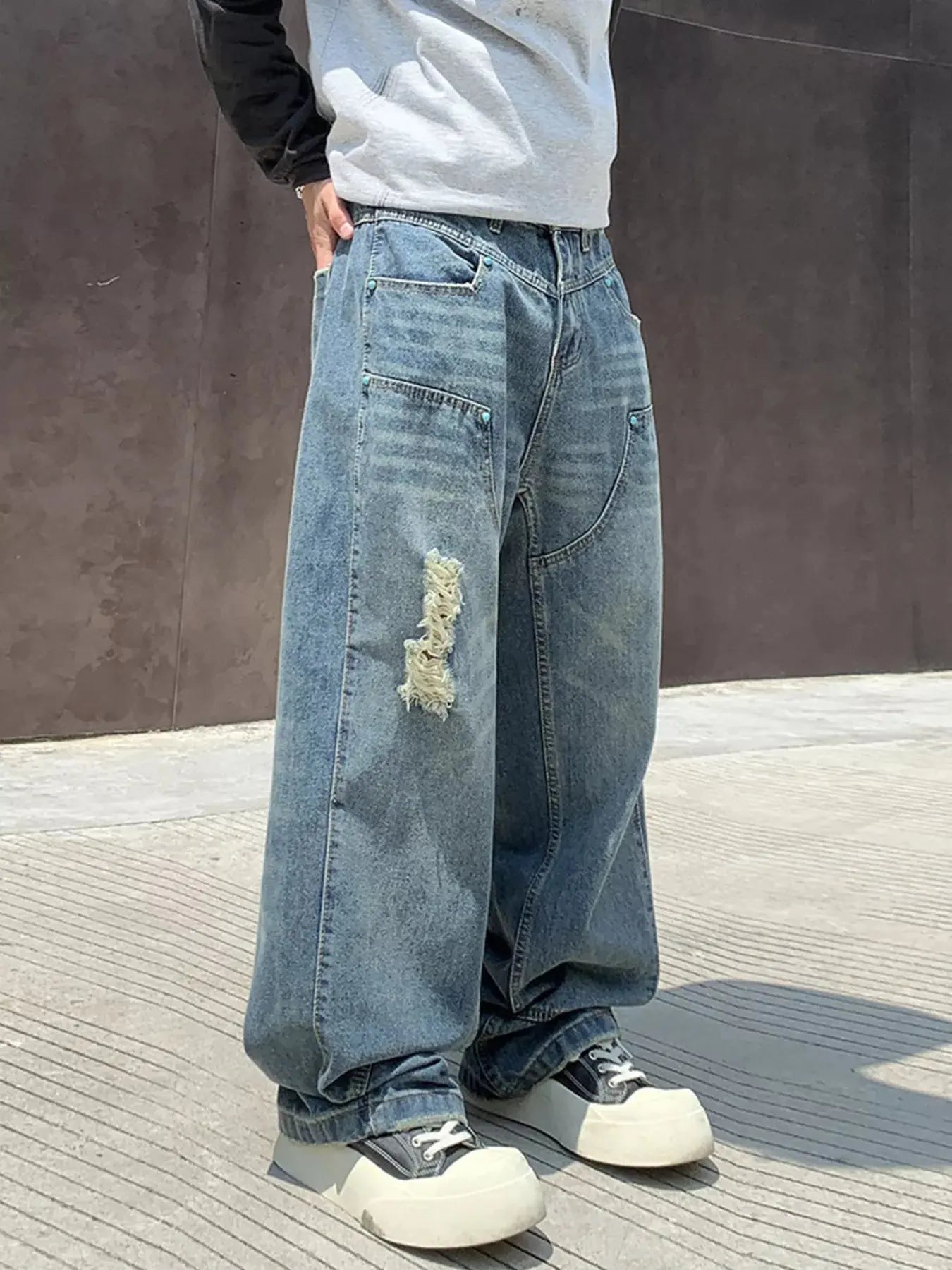 Men's Full Size Distressed Wide Leg Jeans Plus Size Simply Love