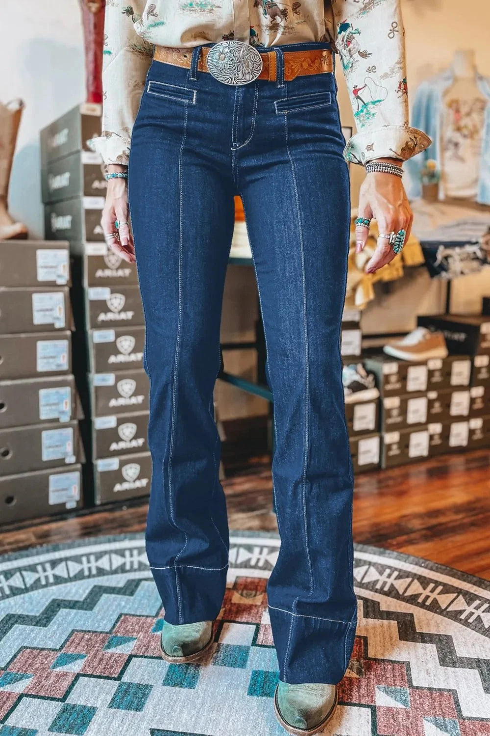 Center Seam Deep Wash Straight Jeans Simply Love