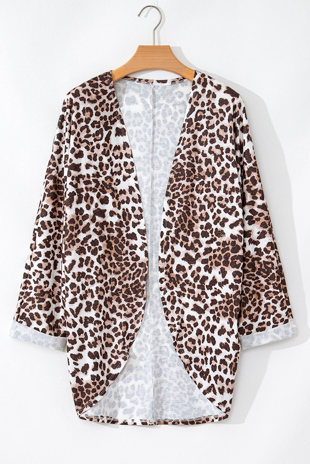 Chic khaki leopard print batwing sleeve cardigan for effortless style