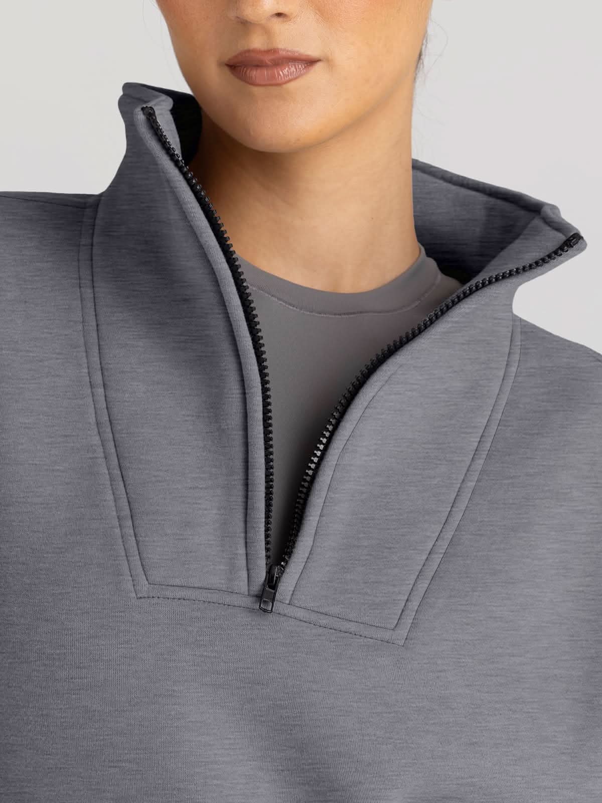 Trendy Queen Sweatshirts Half Zip Pullover Quarter Zip Oversized Hoodies Sweaters Comfy Fall Outfits 2024 Y2K Winter Clothes - Love Salve 