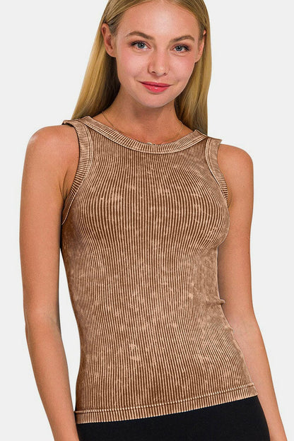 Zenana 2 Way Neckline Washed Ribbed Cropped TankExperience Versatility and Style with Zenana 2 Way Neckline Washed Ribbed Cropped Tank
 The Zenana 2 Way Neckline Washed Ribbed Cropped Tank is more than just a top;Love Salve Neckline Washed Ribbed Cropped Tankjust arrived