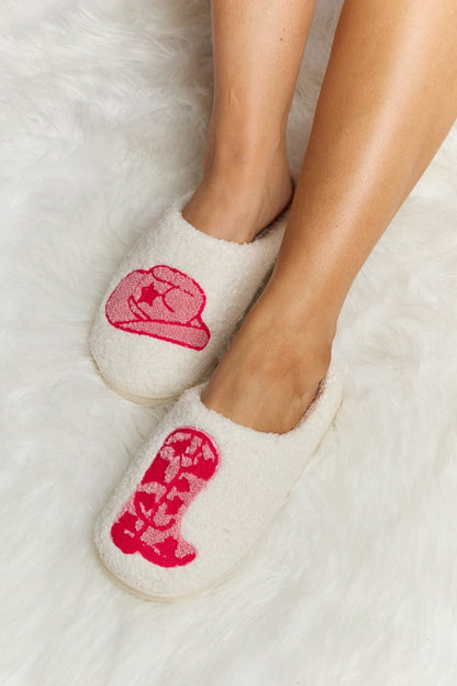 Melody Printed Plush Slide Slippers.