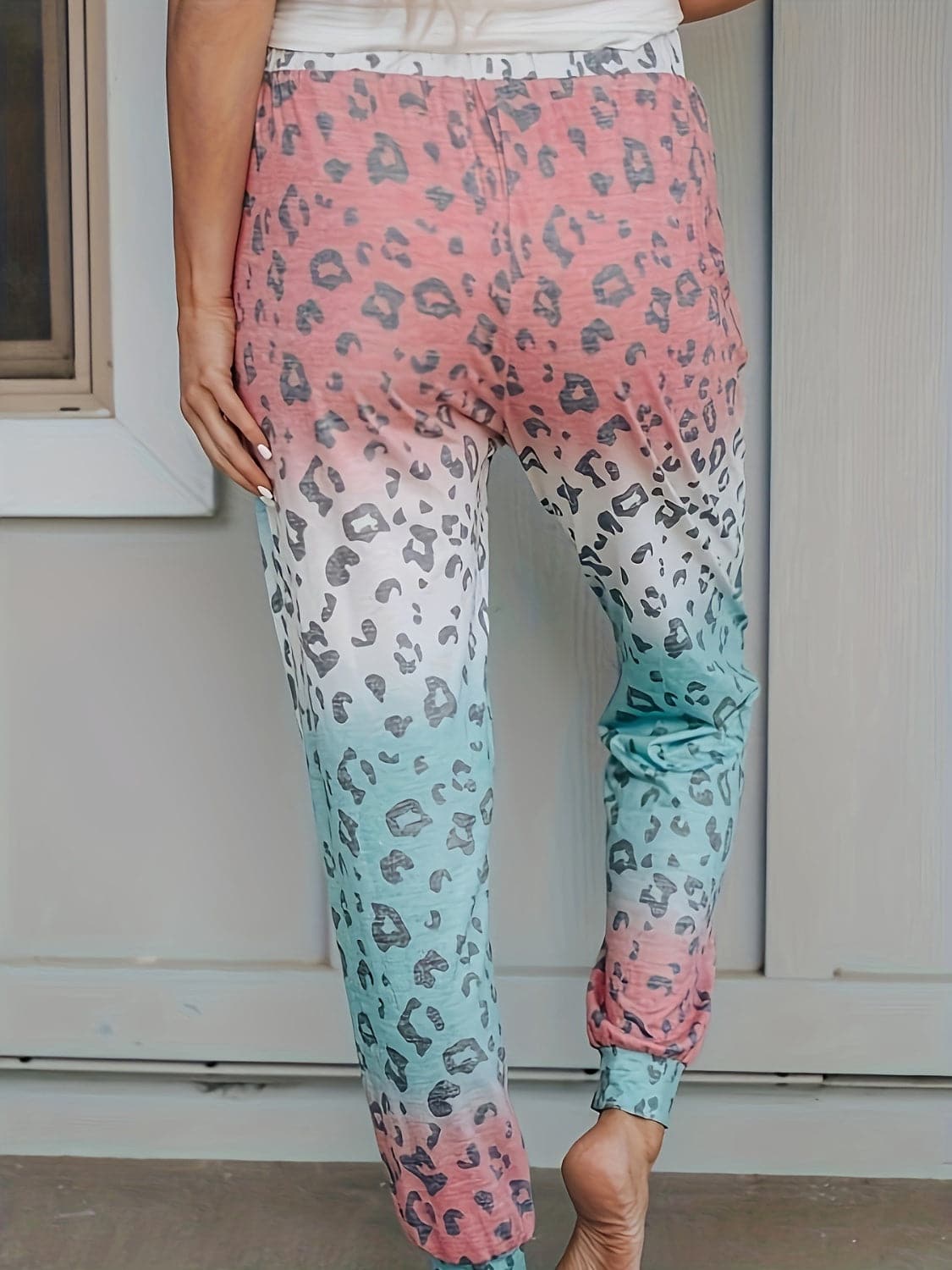 Drawstring Leopard Pants with Pockets.