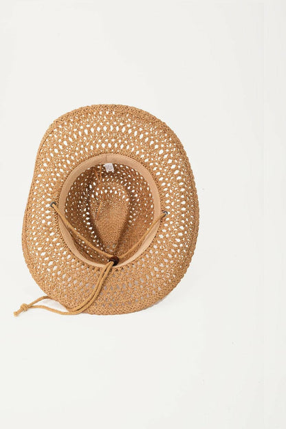 Fame Rope Strap Straw Braided Hat.